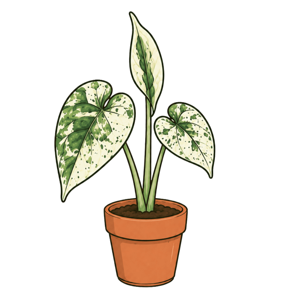 Alocasia baginda 'Dragon Scale, Albo Variegated'
